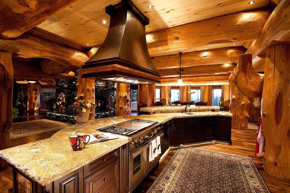 Кухня в доме по технологии Post and Beam